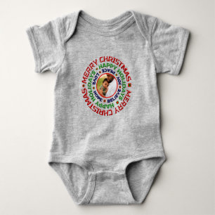 Baby First Christmas Photo Holiday Personalise   Bodysuit
