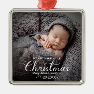 Baby First Christmas Photo   Metal Tree Decoration