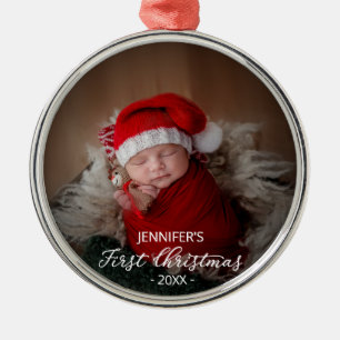 Baby First Christmas Photo Metal Tree Decoration