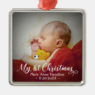 Baby First Christmas Photo Metal Tree Decoration