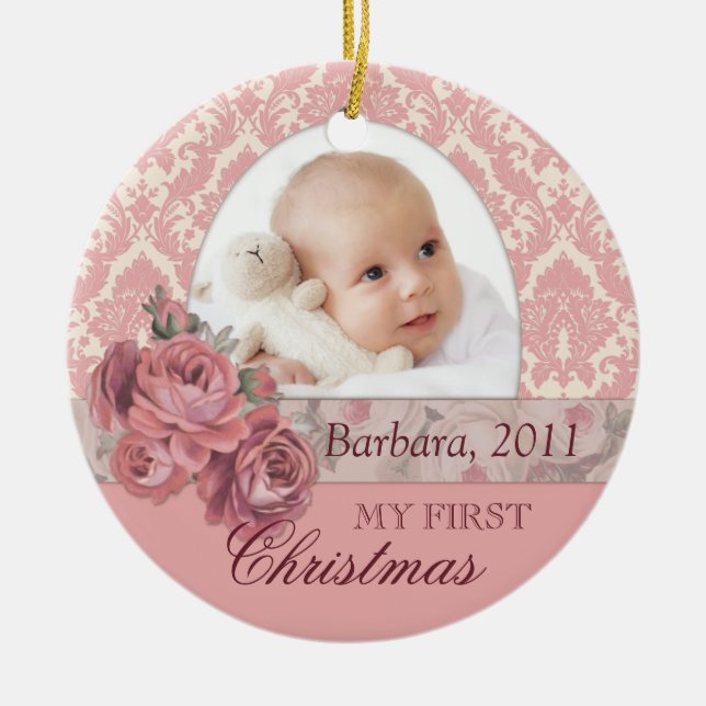 Baby First Christmas Photo Ornament Personalised (Front)