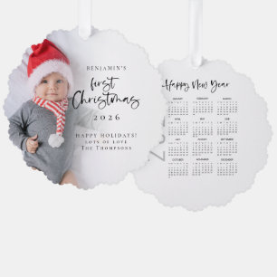 Baby First Christmas Photo Overlay 2027 Calendar Tree Decoration Card