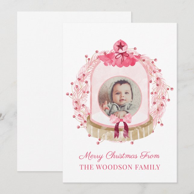 Baby First Christmas Photo Snow Globe (Front/Back)