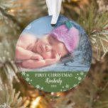 Baby first Christmas photo snowflakes Ornament<br><div class="desc">Baby first Christmas photo holiday ornament.
You can add your own photos and name to personalise.</div>