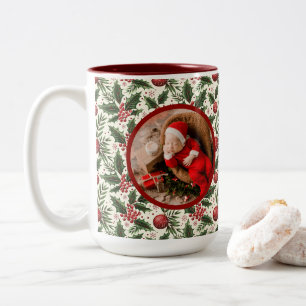 Baby First Christmas Photo Two-Tone Coffee Mug