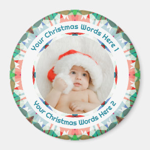 Baby First Christmas Pink Blue Family Photo Gift Magnet