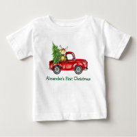 Baby First Christmas Red Truck Tree Moose