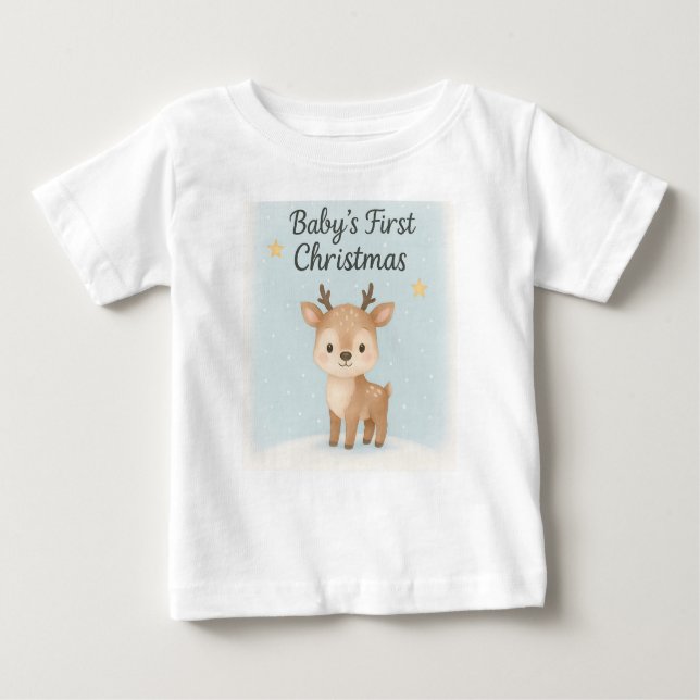Baby first christmas reindeer cute festive family  baby T-Shirt (Front)