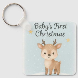 Baby first christmas reindeer cute tiny festive key ring