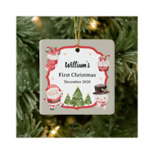 Baby First Christmas Santa Snowman Tree Ornament