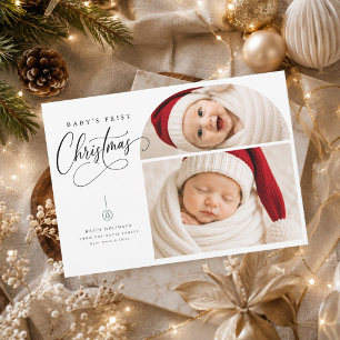 Baby First Christmas Split Portrait Holiday Photo Card