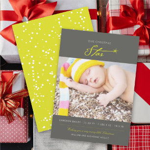 Baby First Christmas Star Birth Announcement Card