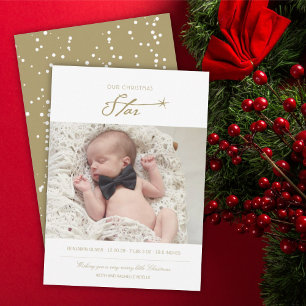 Baby First Christmas Star Birth Announcement Card