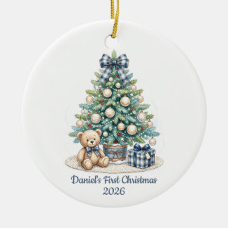 Baby First Christmas Teddy Bear Custom Ornament