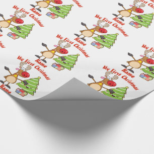 Baby FIRST Christmas WRAPPING Reindeer Custom Paper