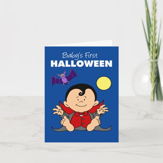 Baby First Halloween Girl Cartoon Witch  Holiday Card (Front)
