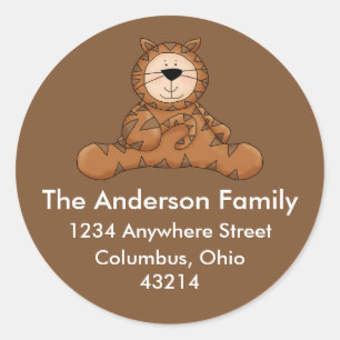 Baby First Halloween Little Tiger Round Address Classic Round Sticker