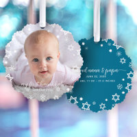 Baby First Hanukkah Photo Snowflakes Grandparents