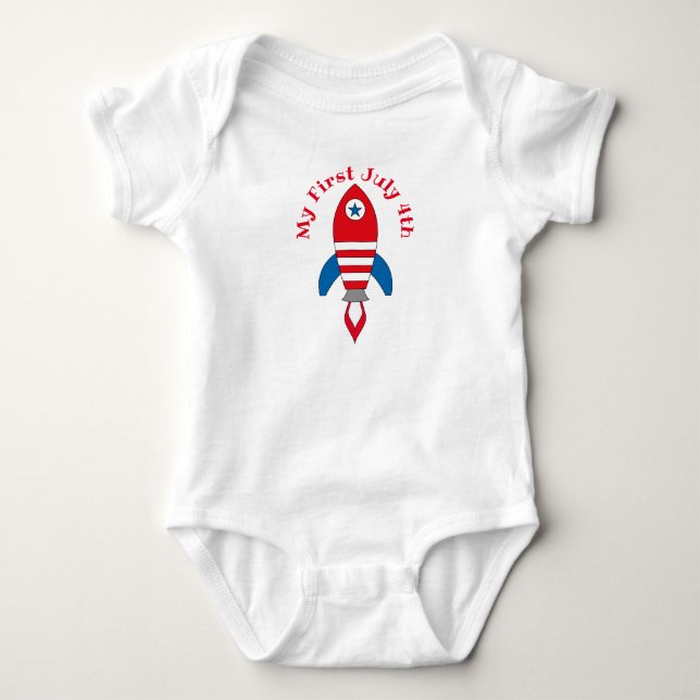 Baby First July 4th White One Piece Bodysuit (Front)