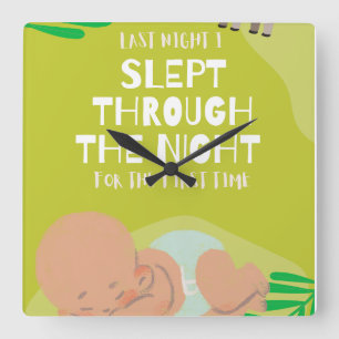 Baby first long sleep square wall clock