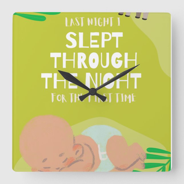 Baby first long sleep square wall clock (Front)