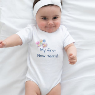 Baby First New Year's Day Eve Fireworks Bodysuit
