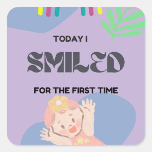 Baby first smile square sticker