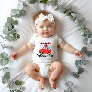 Baby First Valentine Day Birthday First Birthday  Bodysuit