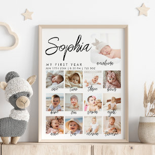 Baby First Year Photo Collage Custom Poster
