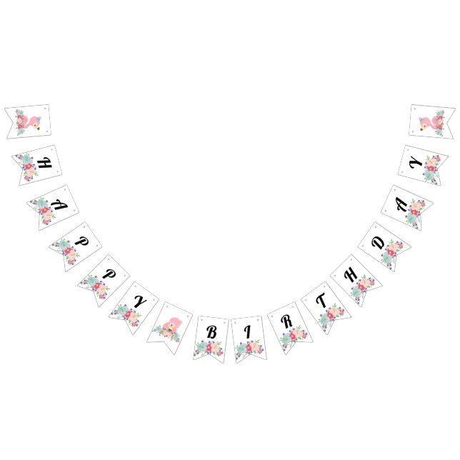Baby Flamingo Happy Birthday  Bunting (All)