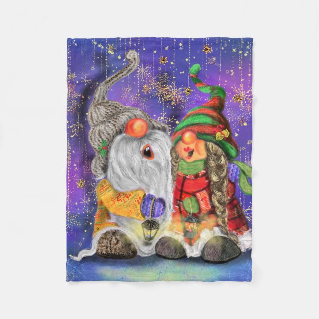 Baby Fleece Blanket with Christmas Gnomes (Front)