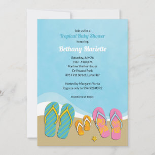 Baby Flip Flops Tropical Baby Shower Invitation