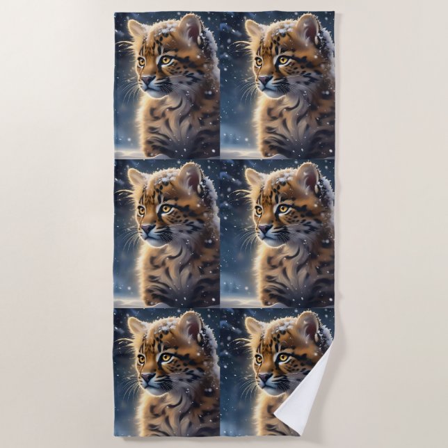 Baby Fluffy Jaguar, Beach Towel (Front)