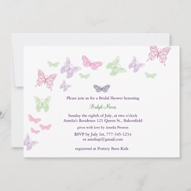 Baby Flutters Shower Invitation (Front)