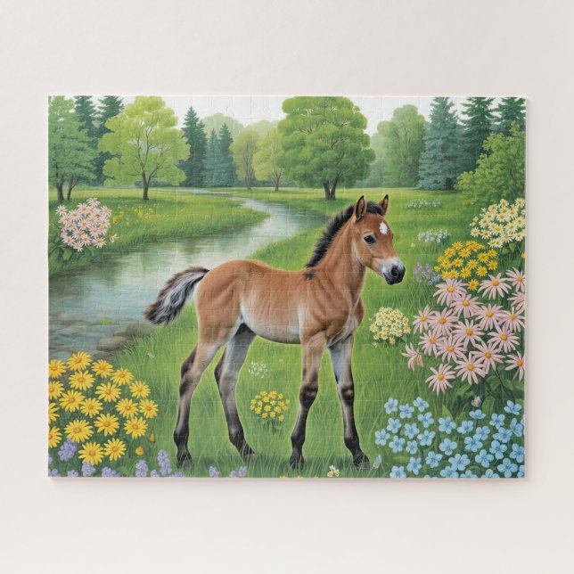 Baby Foal In Meadow Jigsaw Puzzle (Horizontal)