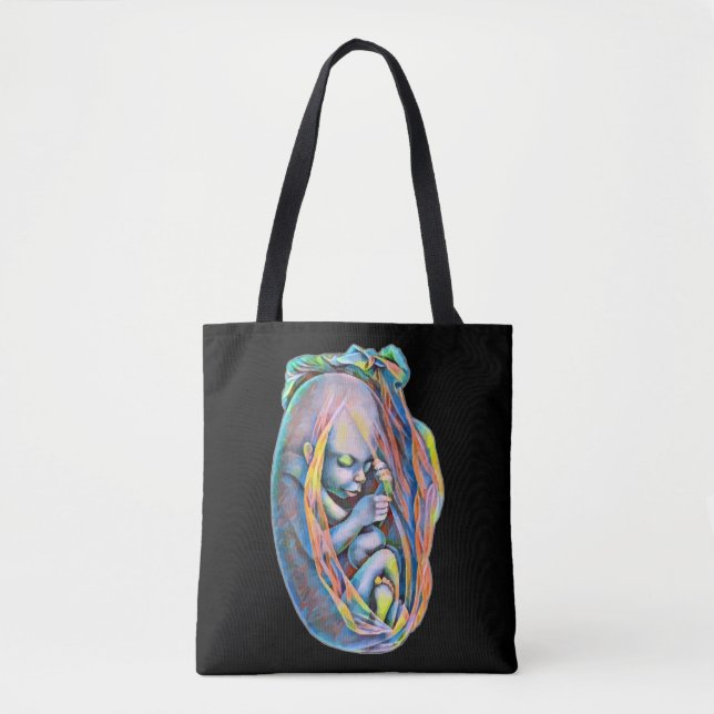 Baby foetus In Womb Abstract Human Anatomy Art Tote Bag (Front)