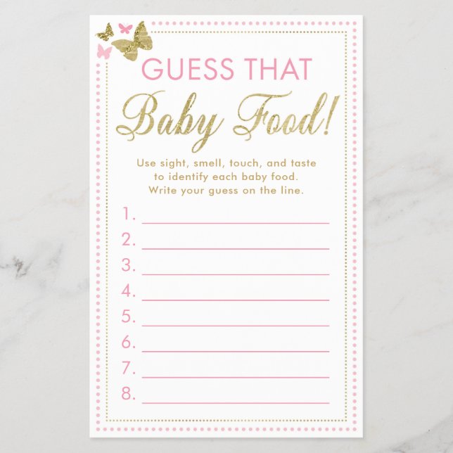 Baby Food Guessing Baby Shower Game Flyer (Front)
