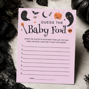 Baby Food Purple Halloween Baby Shower Game Card