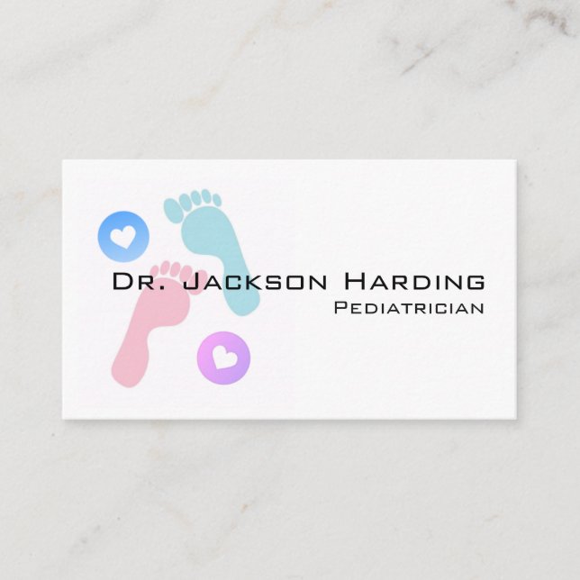 Baby Foot Print Simple Paediatrician Business Card (Front)