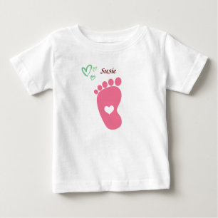 Baby footprint pink- customise name baby T-Shirt