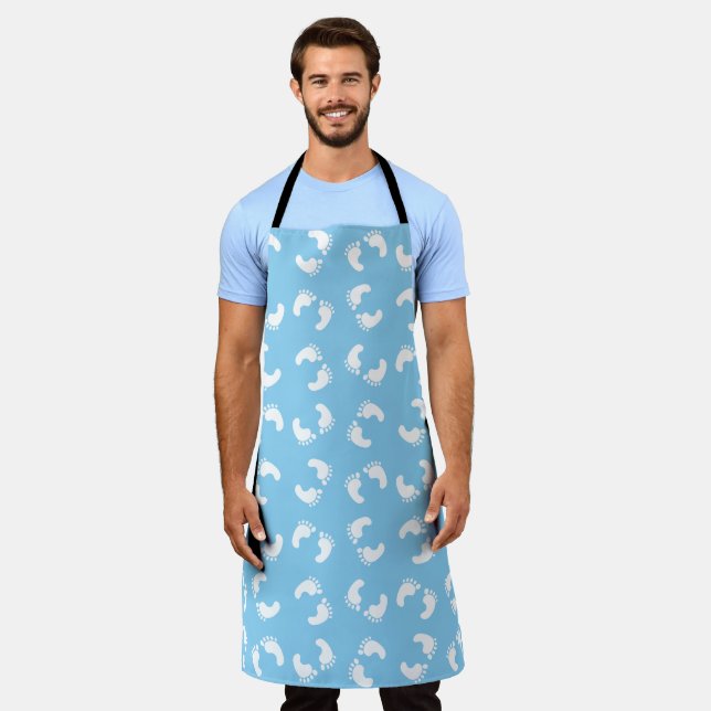 Baby Footprints, Babies Foot, Footsteps, Blue, Boy Apron (Worn)