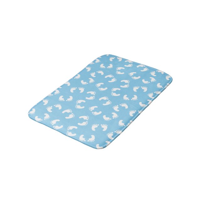 Baby Footprints, Babies Foot, Footsteps, Blue, Boy Bath Mat (Angled)