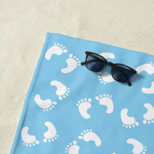 Baby Footprints, Babies Foot, Footsteps, Blue, Boy Beach Towel