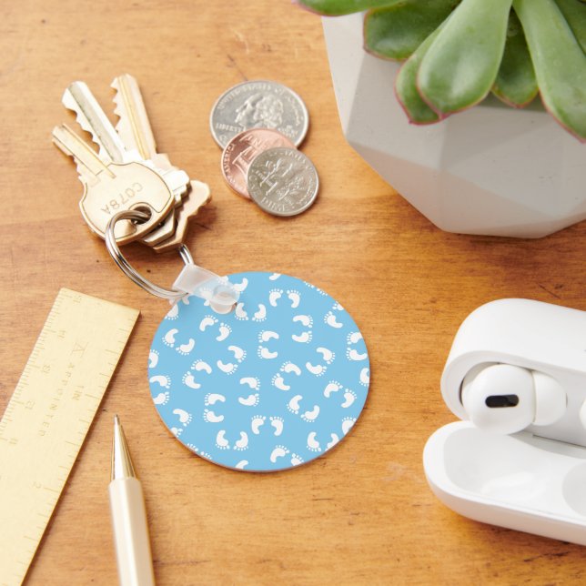 Baby Footprints, Babies Foot, Footsteps, Blue, Boy Key Ring (Desk)