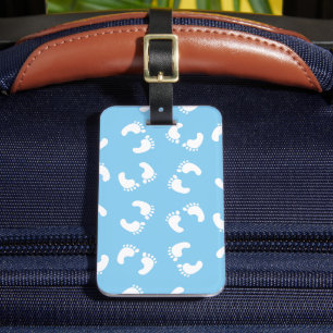 Baby Footprints, Babies Foot, Footsteps, Blue, Boy Luggage Tag