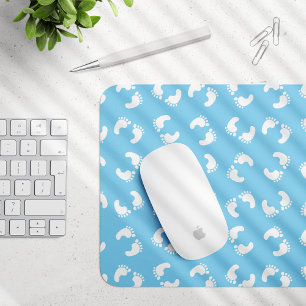 Baby Footprints, Babies Foot, Footsteps, Blue, Boy Mouse Pad
