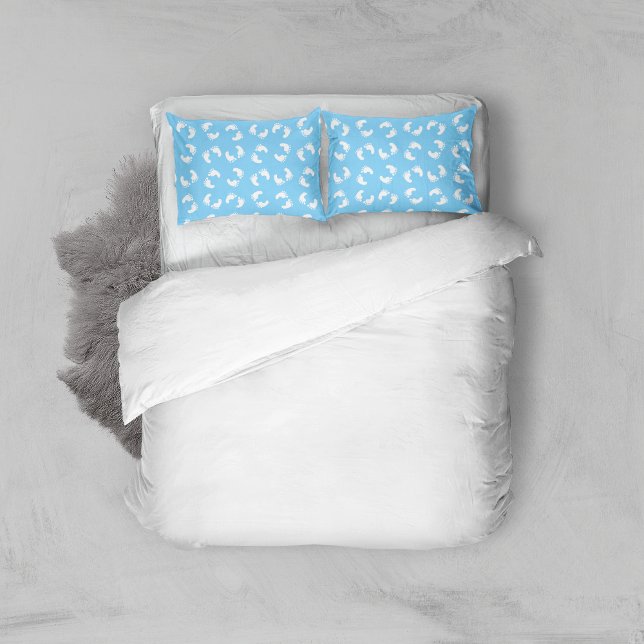 Baby Footprints, Babies Foot, Footsteps, Blue, Boy Pillowcase (Creator Uploaded)