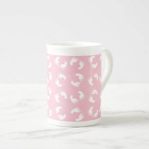 Baby Footprints, Babies Foot, Footsteps, Pink Girl Bone China Mug