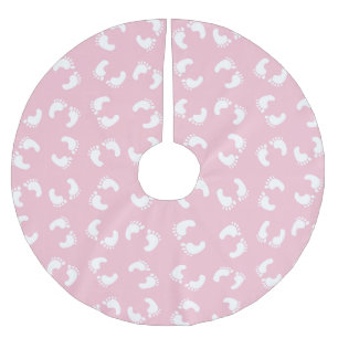 Baby Footprints, Babies Foot, Footsteps, Pink Girl Brushed Polyester Tree Skirt