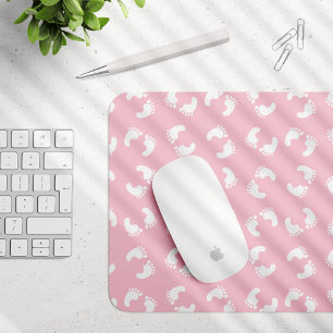 Baby Footprints, Babies Foot, Footsteps, Pink Girl Mouse Pad